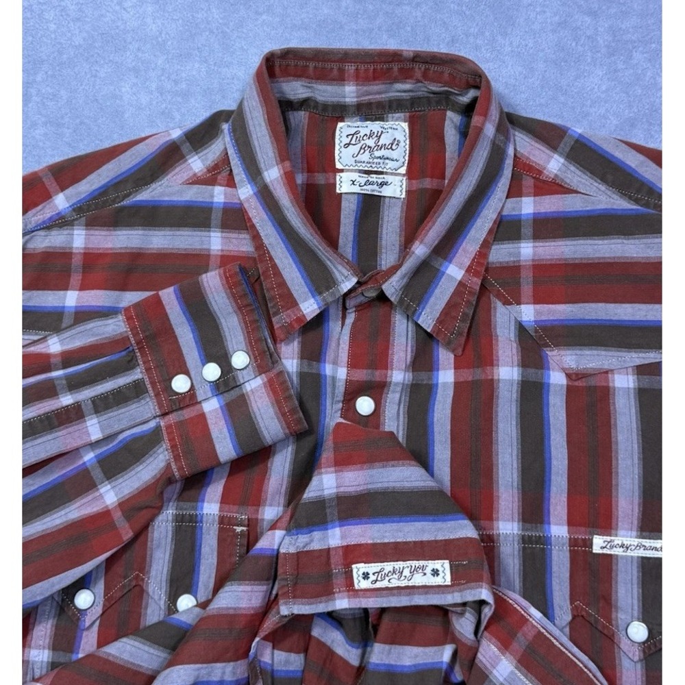 Lucky Brand Sportswear Shirt Mens XL Western Pearl Snap Sawtooth Cowboy Rodeo